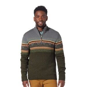 Royal Robbins Olive and Charcoal Zip-Up Merino Wool Sweater NWT